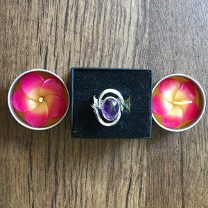 Oval Amethyst & Silver Ring
